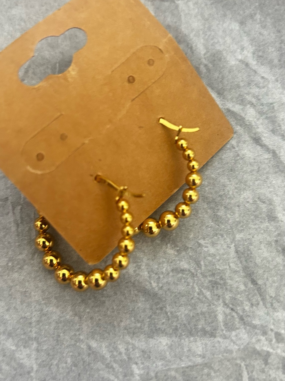 Gold Beaded Hoop Earrings - Women Jewelry
